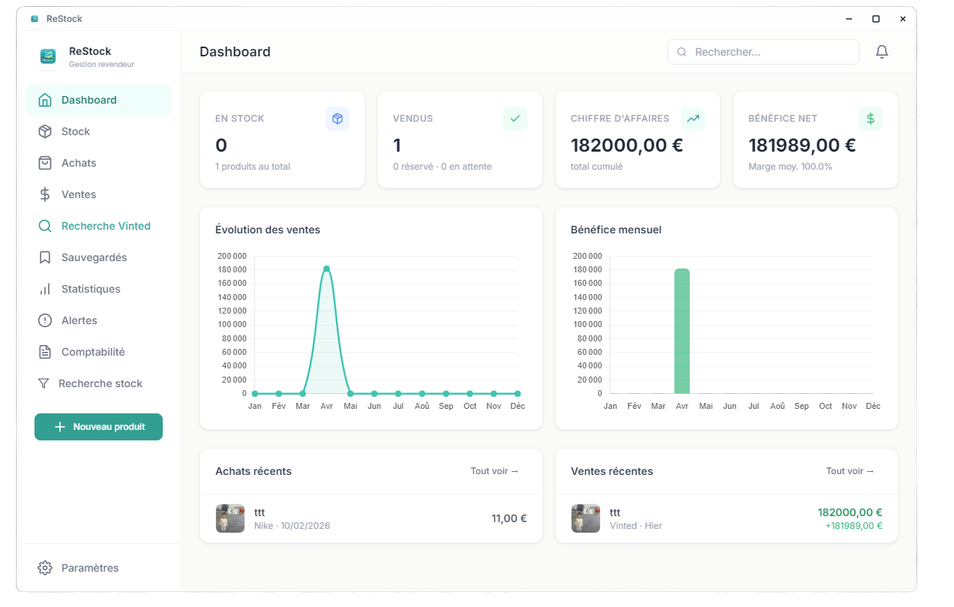 Dashboard ReStock
